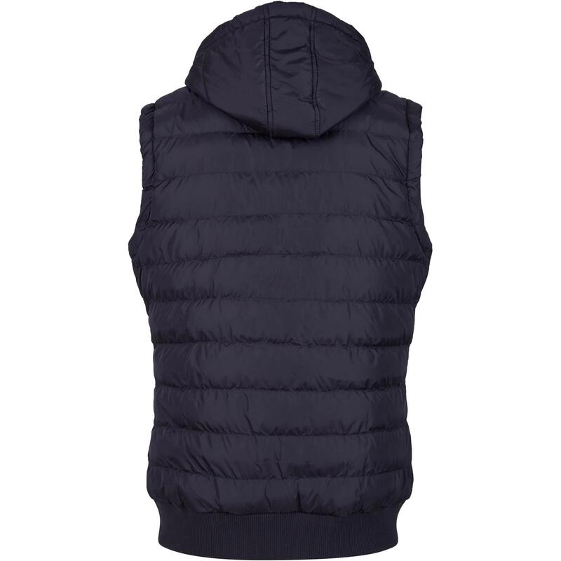 Heren Contrast Gewatteerd Gilet met Capuchon (Zwart/Wit)