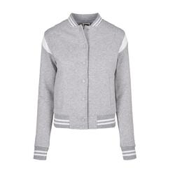 Dames College Organic Sweat Jacket (Grijs/Wit)