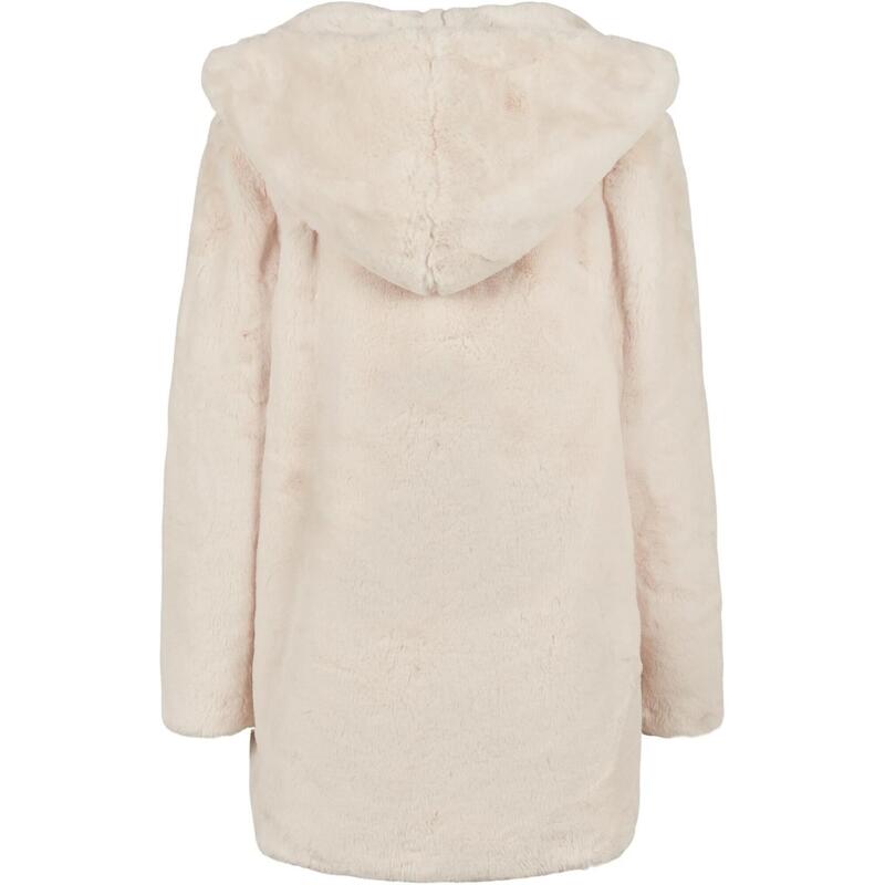 Dames Teddy Fleece Mantel met Capuchon (Gebroken wit)