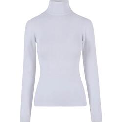 Dames Gebreid Schildpad Hals Sweatshirt (Wit)