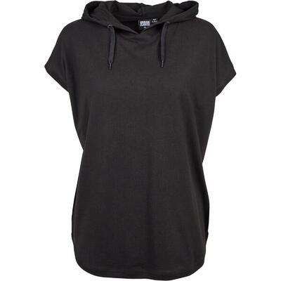 Dames jersey mouwloze hoodie (zwart)
