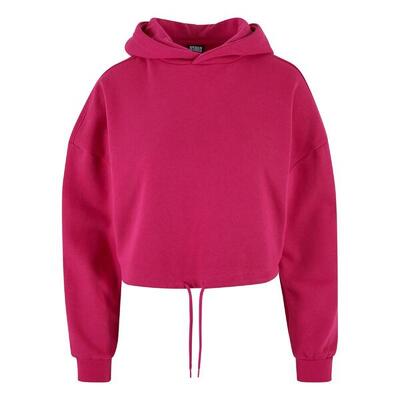 Dames oversized crop hoodie (hibiscus roze)