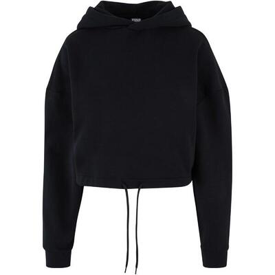 Dames oversized crop hoodie (zwart)