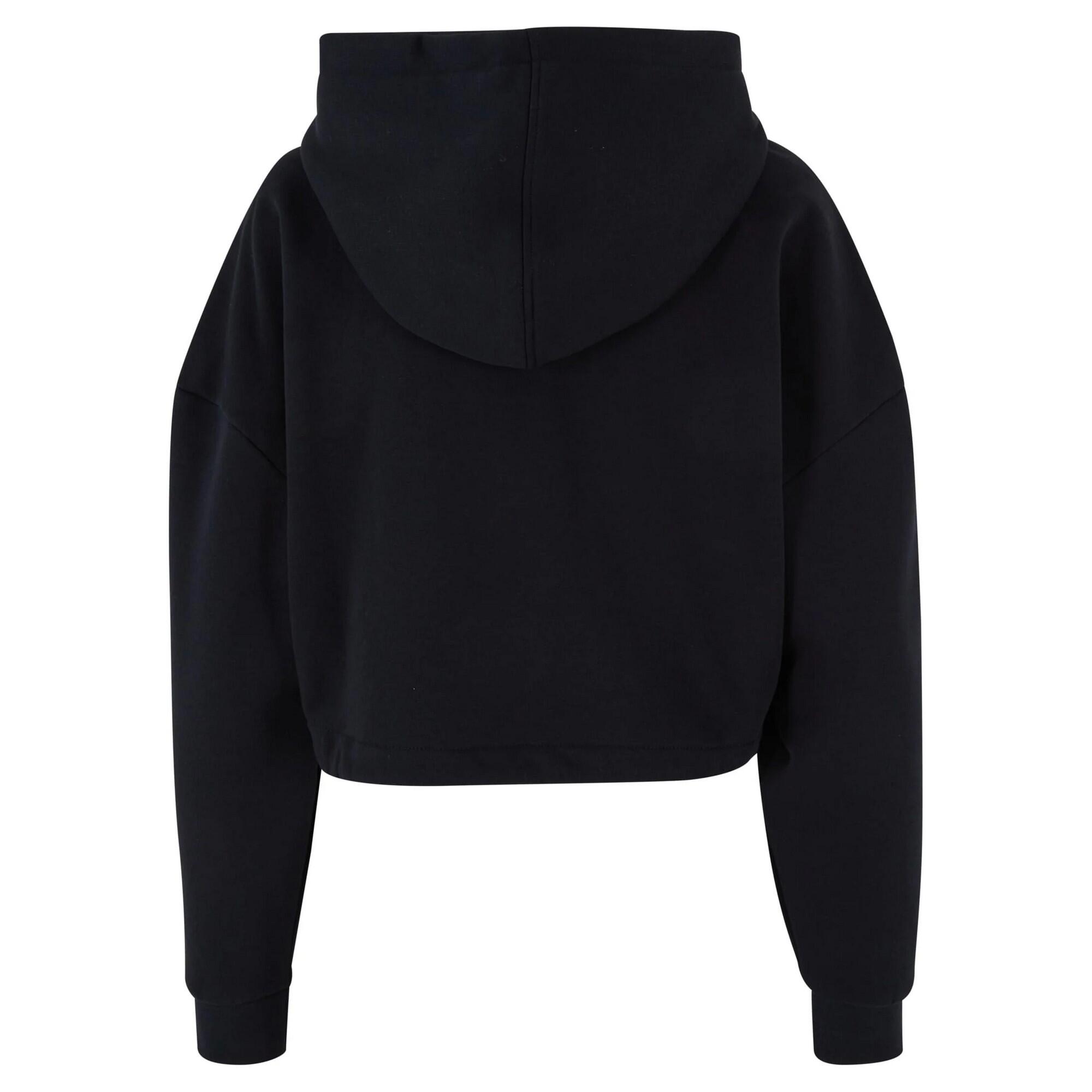 Dames Oversized Crop Hoodie (Zwart) 2/4