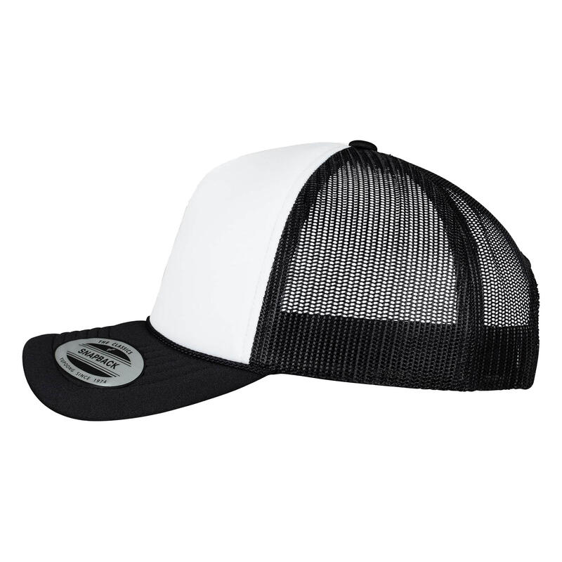 Foam Gebogen Piek Trucker Cap (Zwart/Wit)