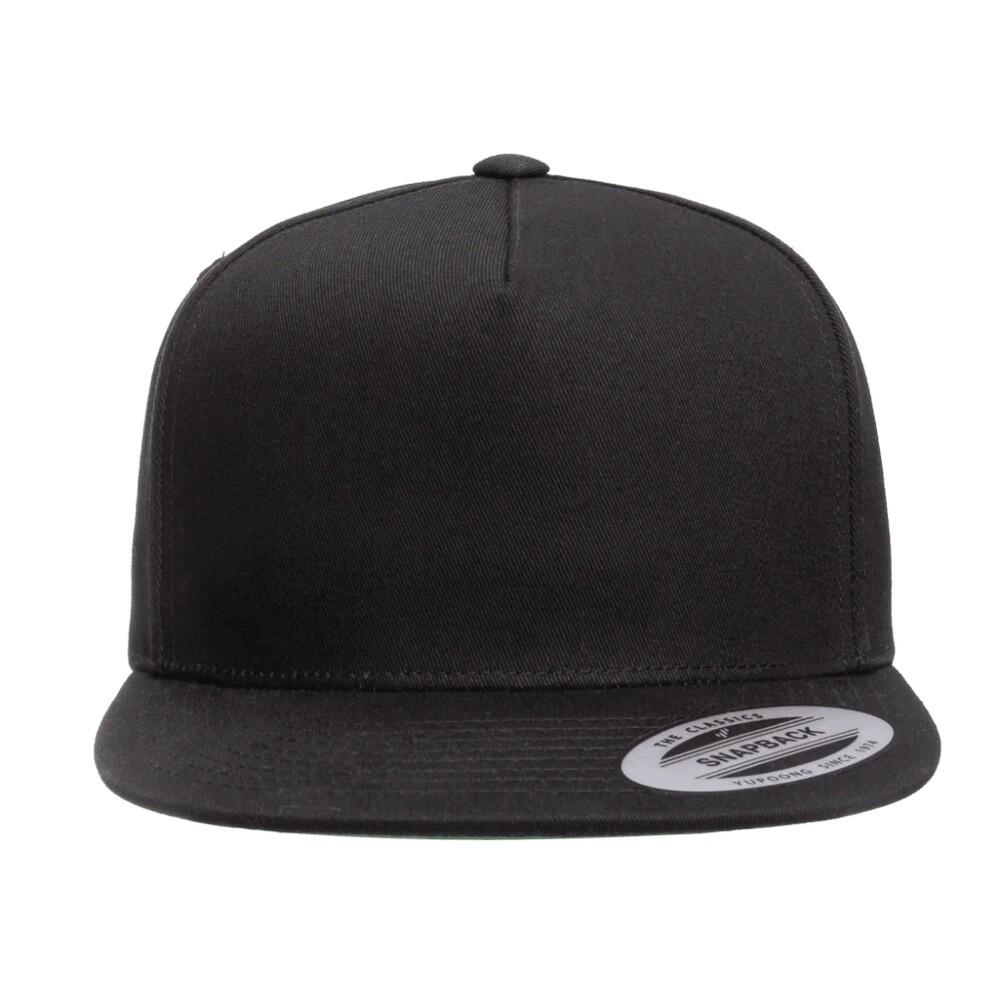 Boné de sarja de algodão com 5 painéis Snapback YP Classics (Preto) 3/3