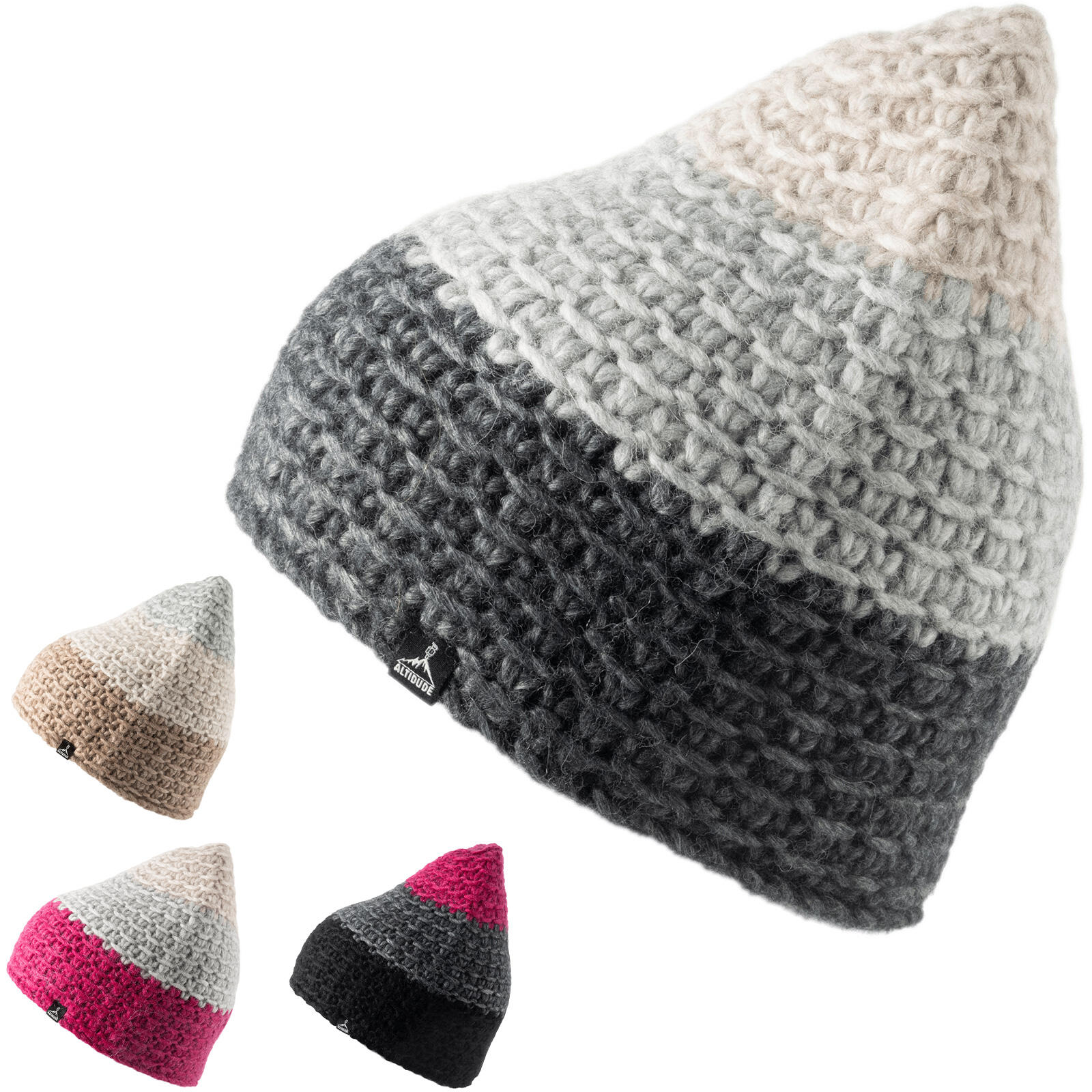 Winter Mütze Nest Trio Grob Strickmütze Unisex Beanie Lamm Merino Wolle 4/5