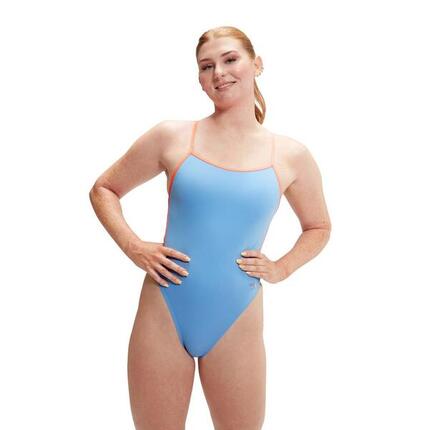 Maillot Speedo Solid V-Back Eco Endurance+ Bleu clair/Disco Peach Taille 38