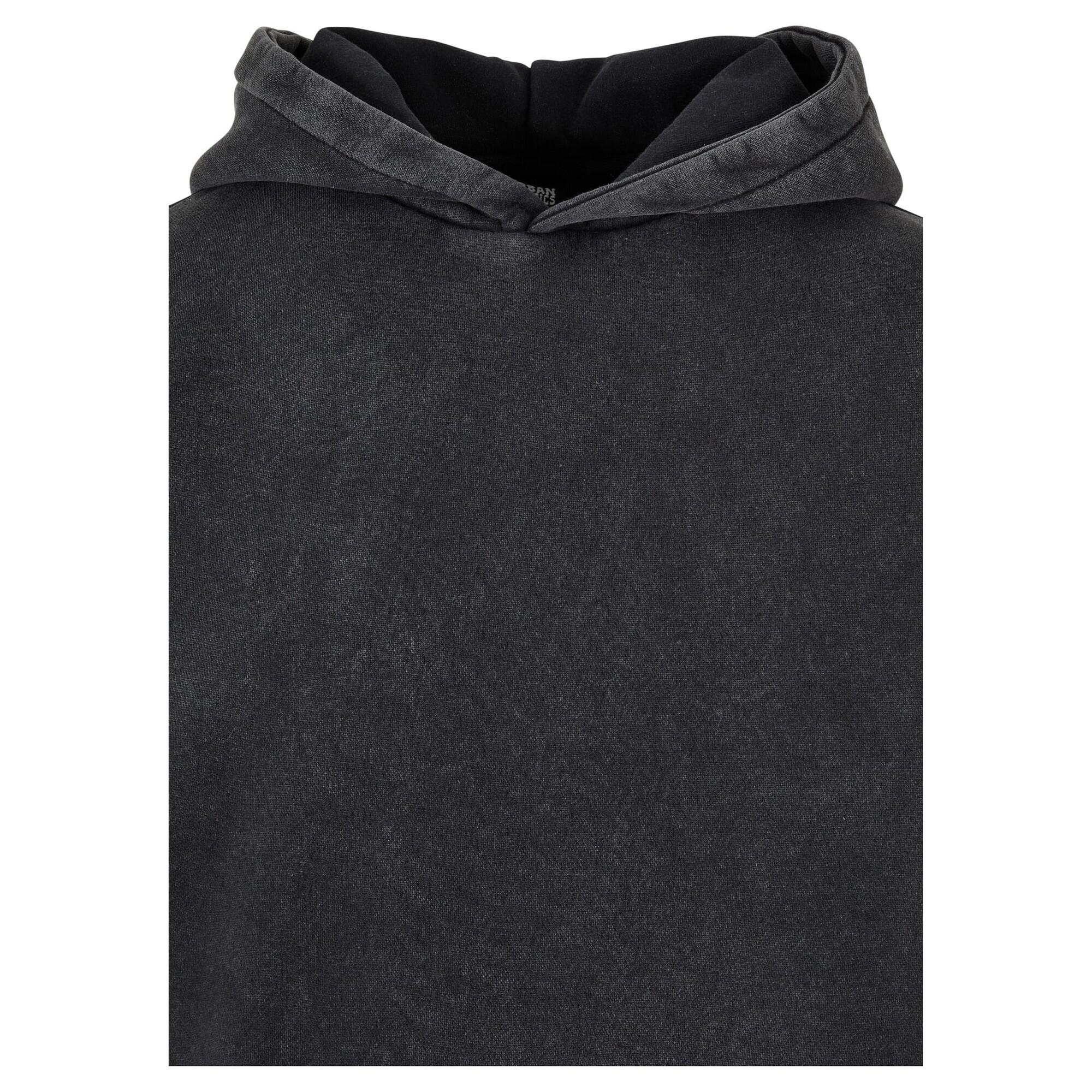 Felpa Con Cappuccio Lavaggio Acido Uomo Urban Classics Nero 3/4