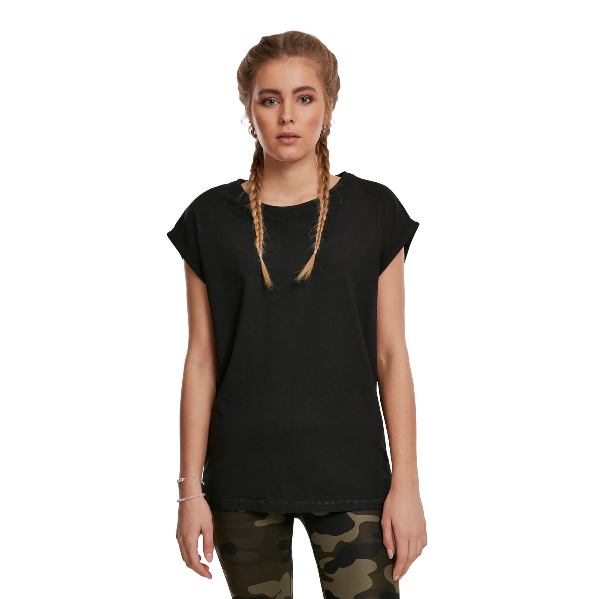 URBAN CLASSICS T-Shirt de ombros alargados para senhora/senhora (conjunto de 2) Preto