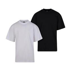 HerenTshirt Lang (Set van 2) (Wit/zwart)