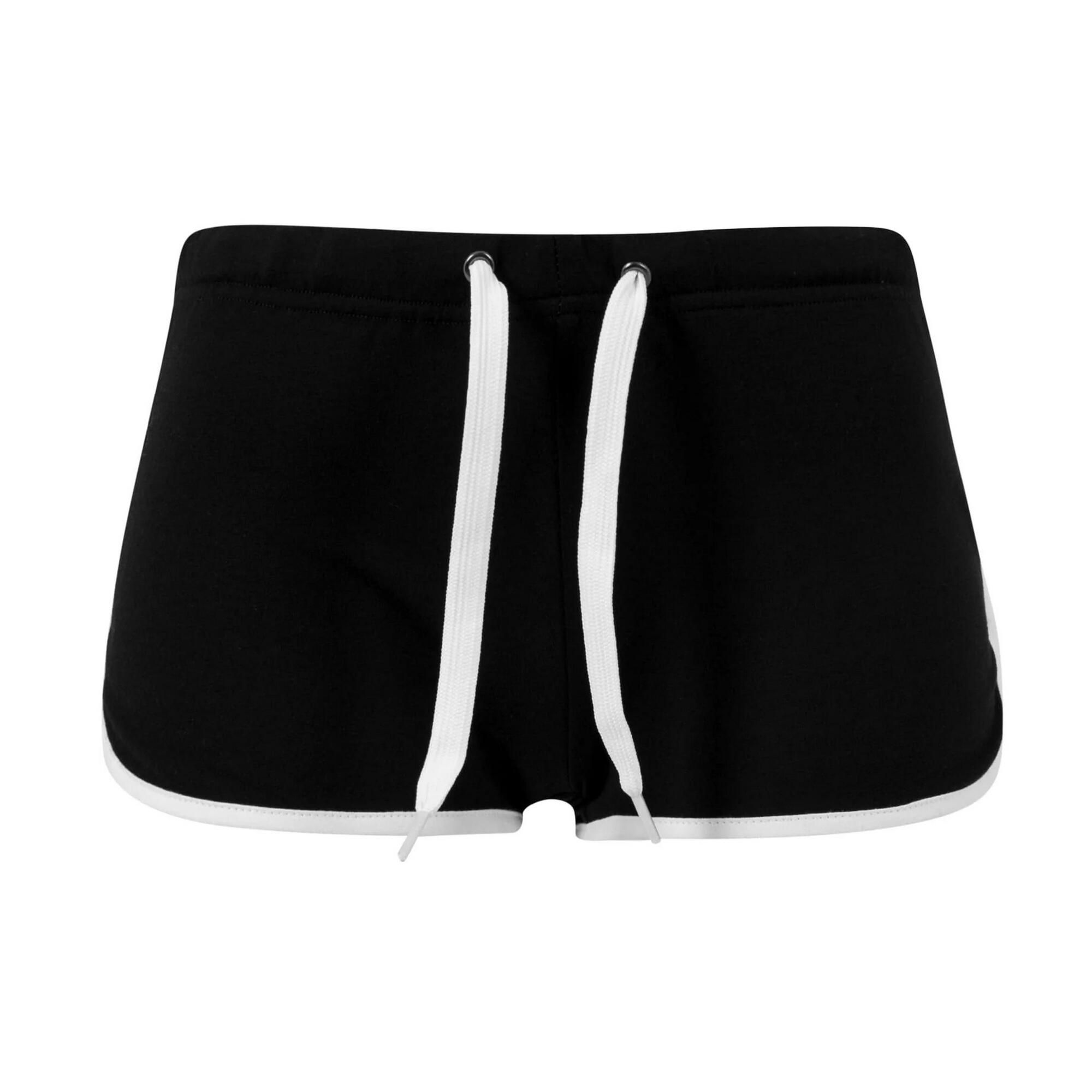 Calças de felpo francesas para senhora/senhora preto / branco