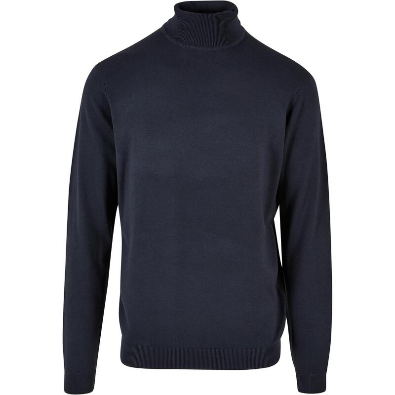 Heren Gebreid Schildpad Hals Sweatshirt (Marine)