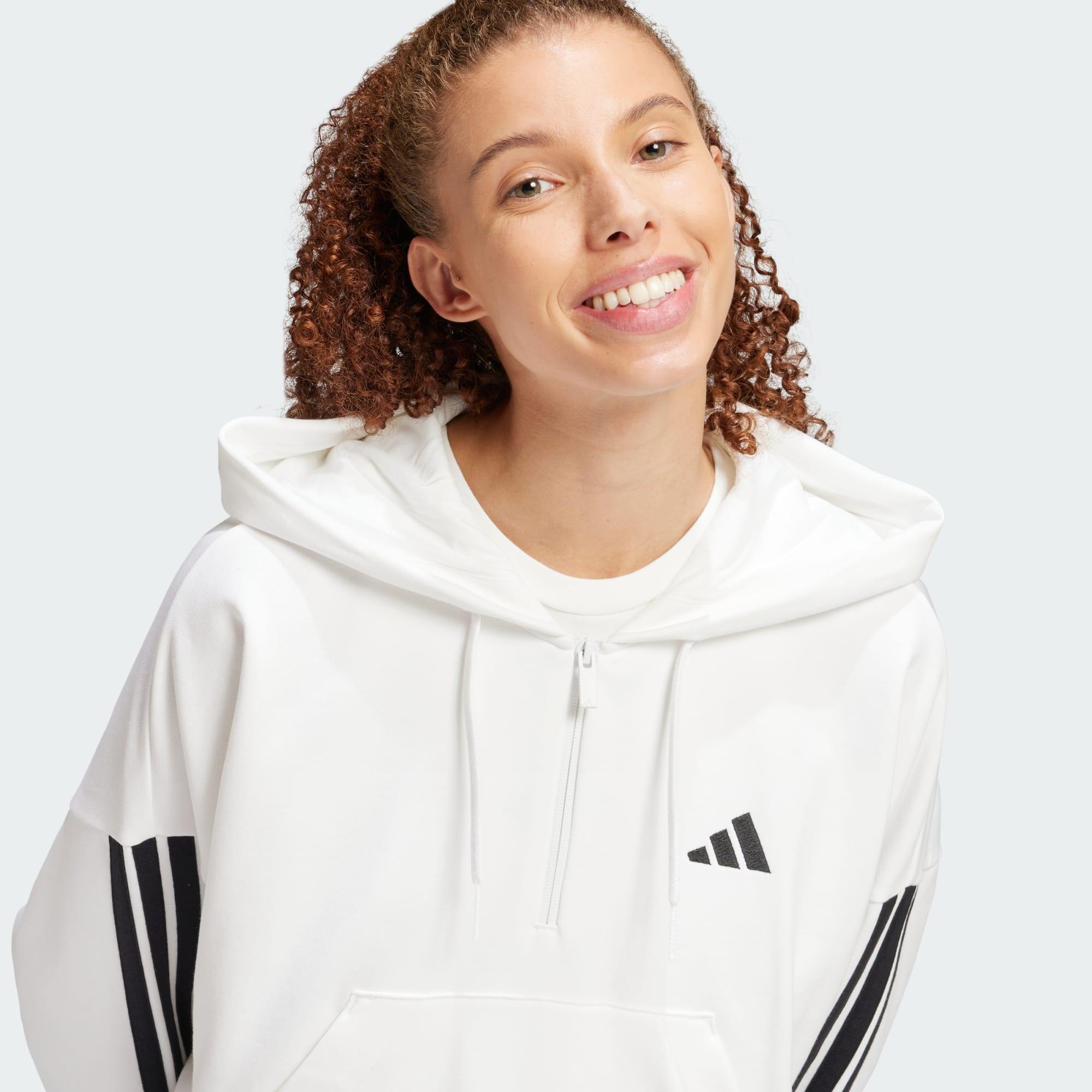 Sweat-shirt à capuche zip 1/4 french terry 3 bandes Essentials 4/5