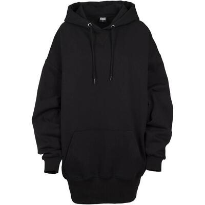 Dames lange oversized hoodie (zwart)