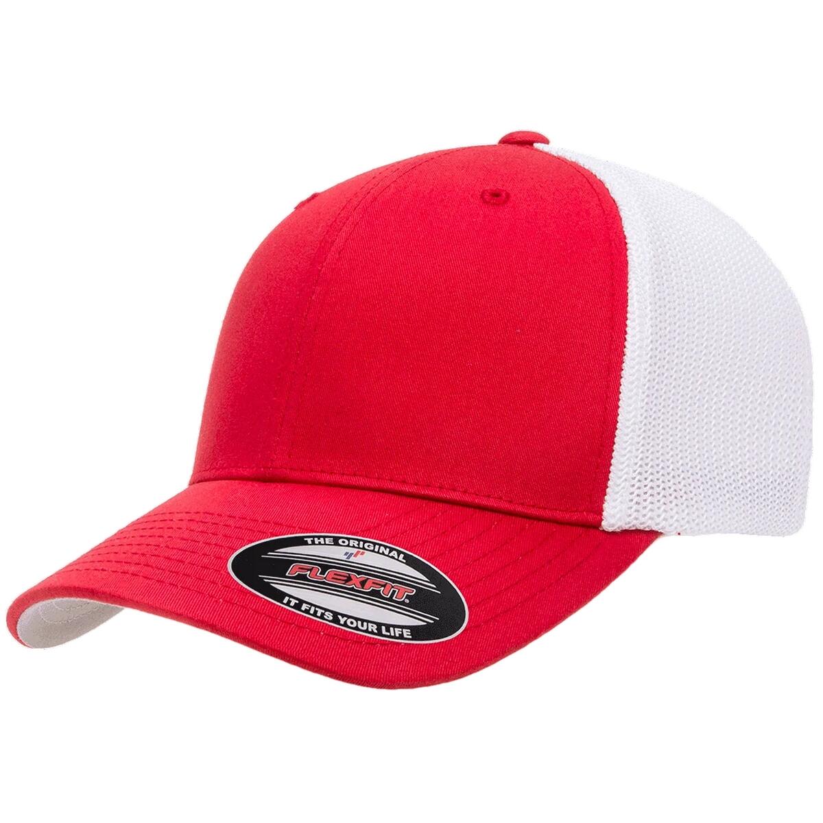 Cappellino Da Camionista Due Toni Flexfit Rosso Bianco 3/3