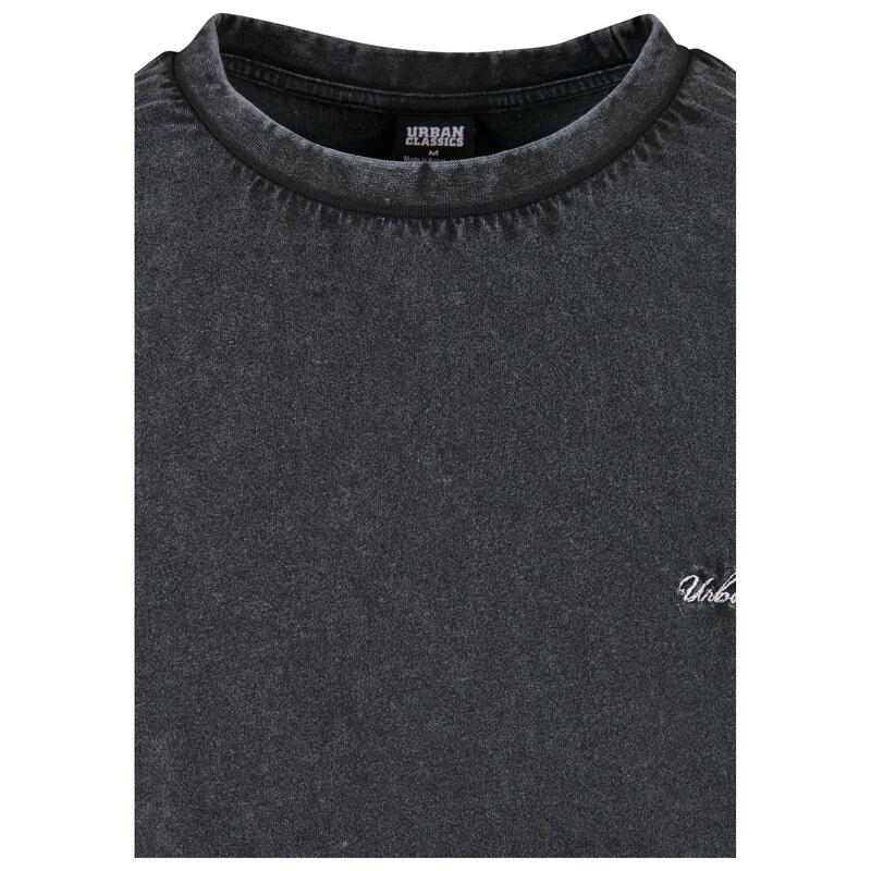 Heren Geborduurd Oversized Tshirt (Zwart)