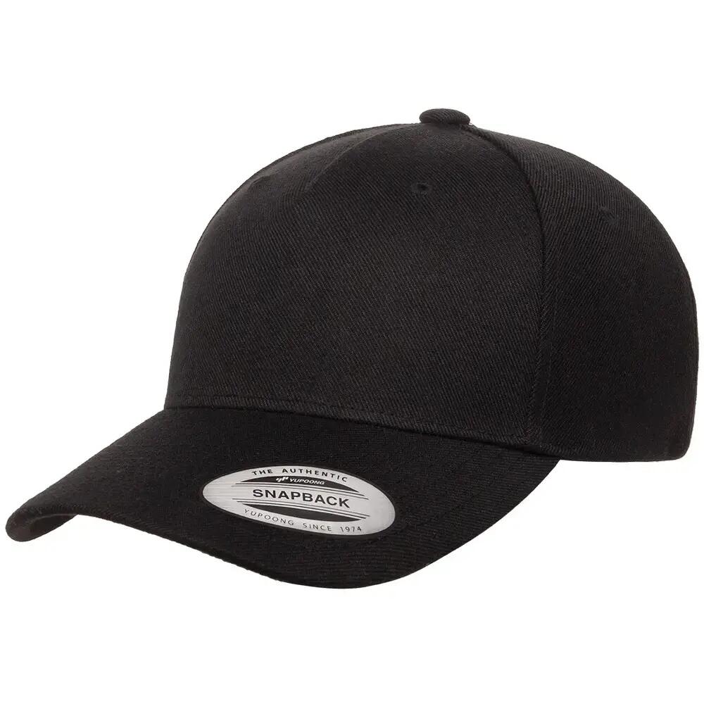 YP Classics Curved 5 Panel Snapback Cap (Black)