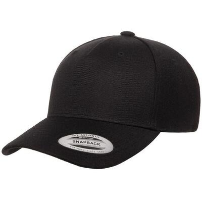 Yp classics gebogen 5 paneel snapback cap (zwart)