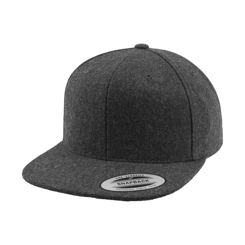 Melton wollen Snapbackmuts (Donkergrijs)