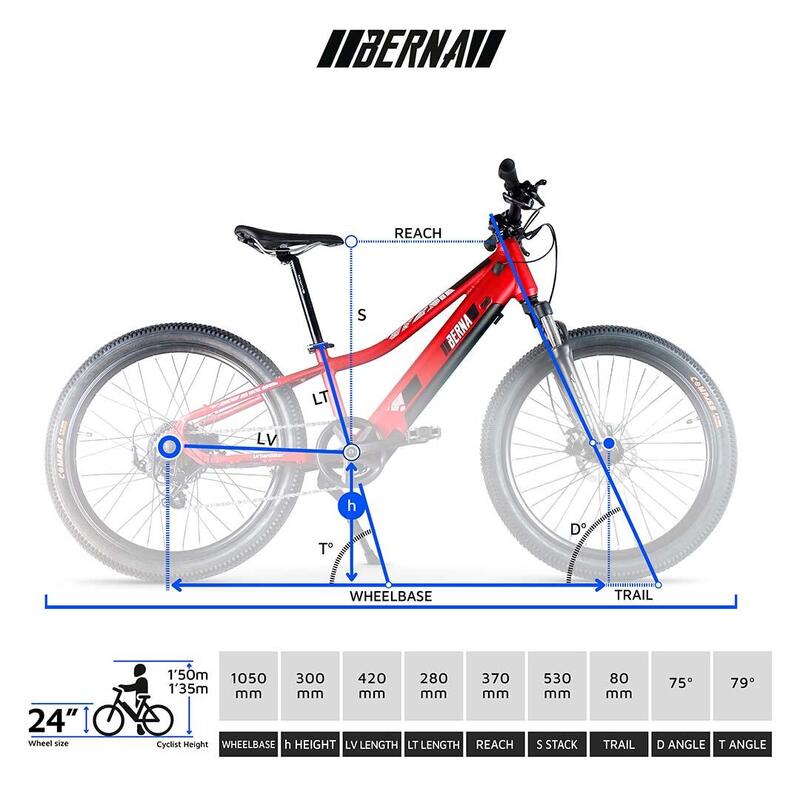 Urbanbiker Berna | Mountainbike E-Bike | 70KM Reichweite | 24"