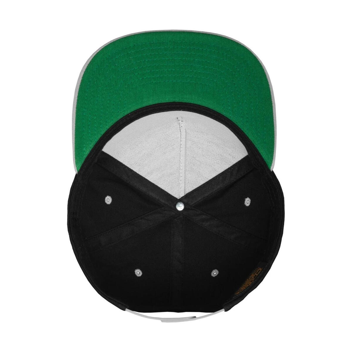 Boné clássico de 5 painéis com fecho de correr (Preto / Prateado) 3/3