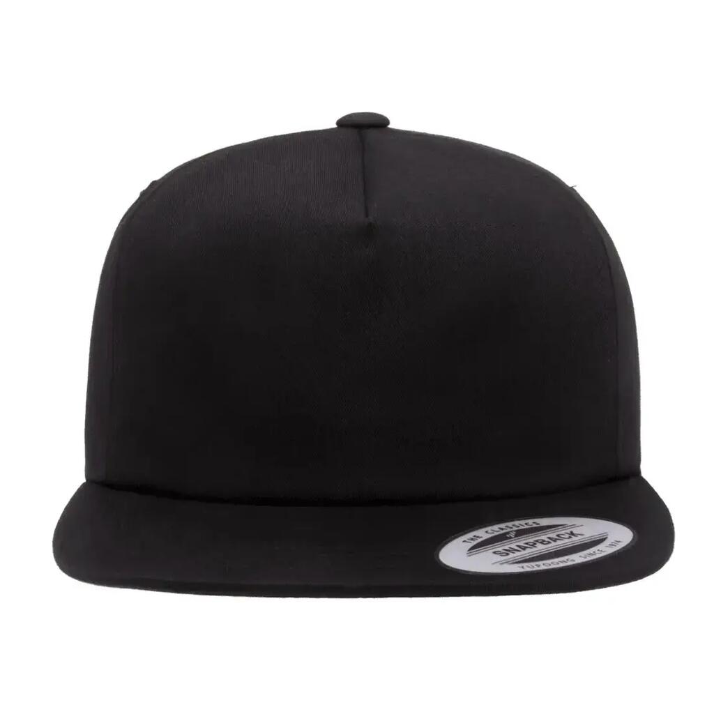 5 Panel Unstructured Snapback Cap (Black)