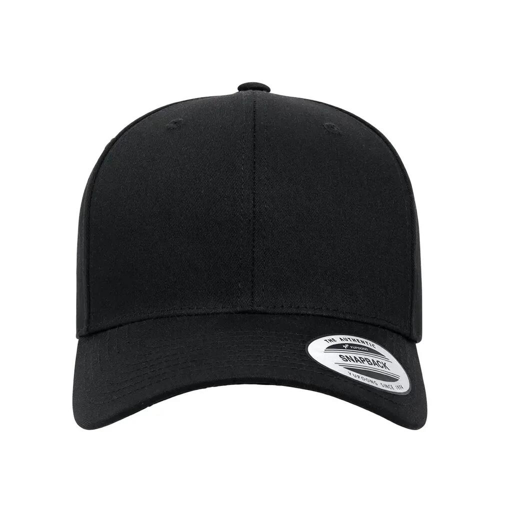 Classic Retro Cotton Blend Snapback Cap (Black)