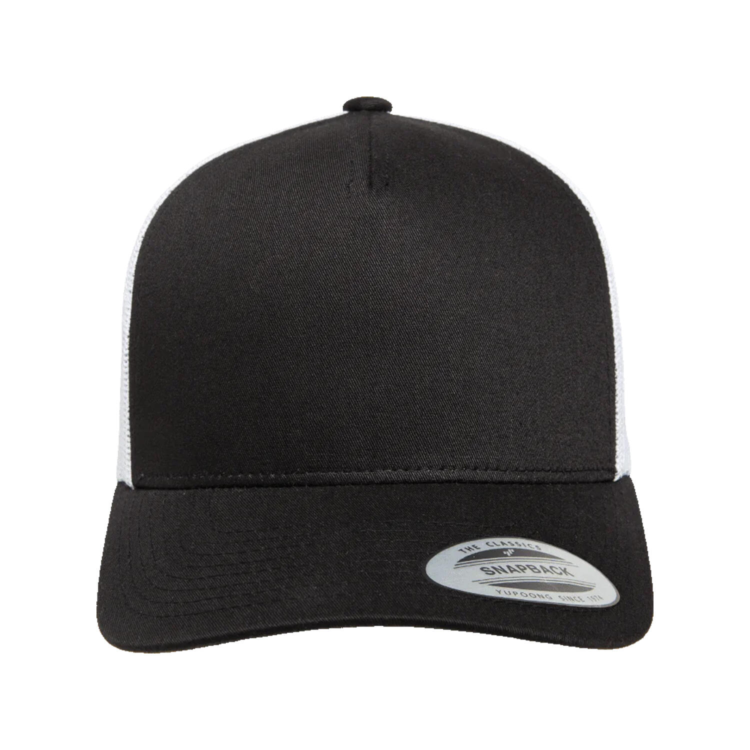 Boné de camionista retro com 5 painéis e dois tons (Preto / Branco) 3/3