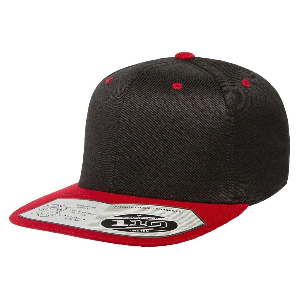 110 Fitted Snapback Cap (Black/Red)