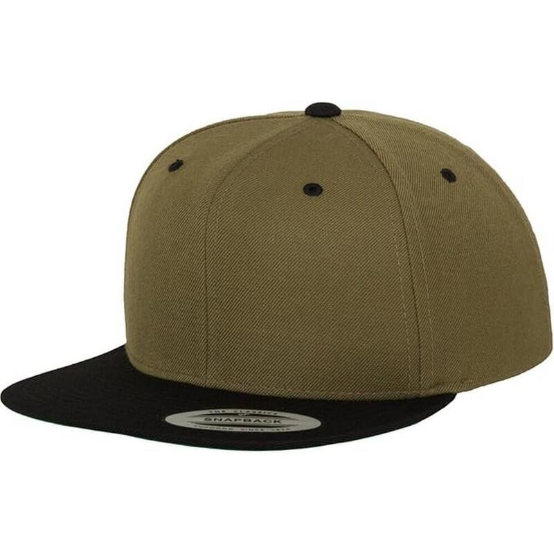 Tweekleurige Snapback Cap (Olijf/Zwart)