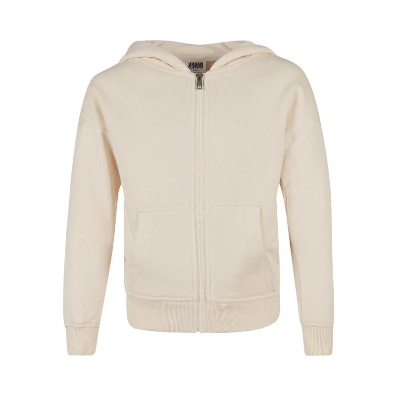 Meisjes Badstof Organic Full Zip Hoodie (Wit zand)