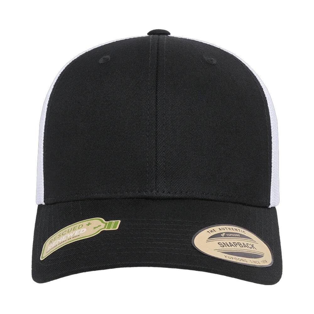 Boné de camionista reciclado de dois tons YP Classics (Preto / Branco) 3/3