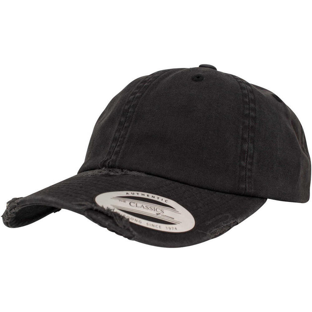 Boné de basebol de perfil baixo rasgado Preto