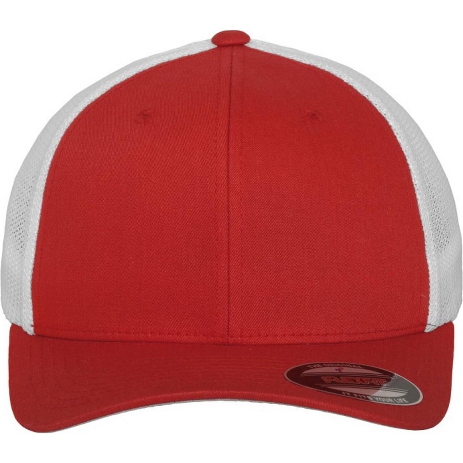 Cappellino Da Camionista Due Toni Flexfit Rosso Bianco 4/4
