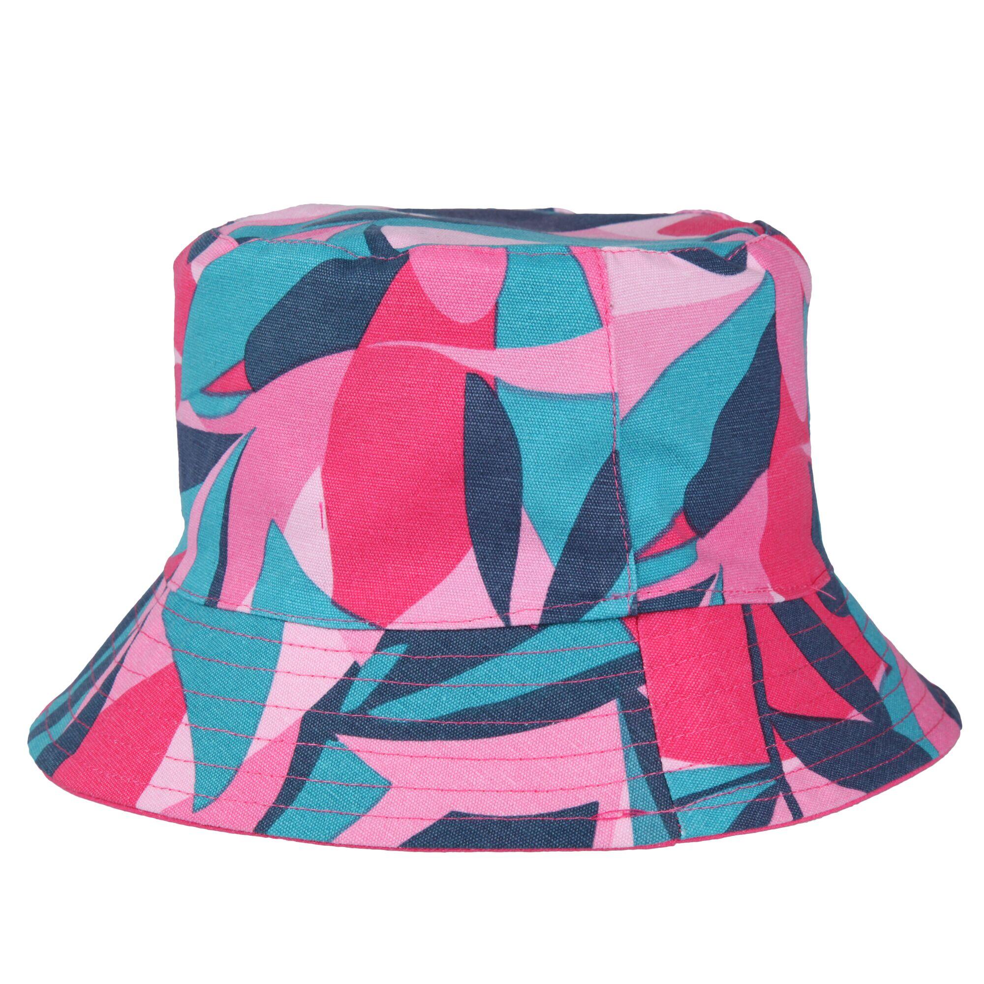 Childrens/Kids Flip Leaf Print Bucket Hat (Tahoe Blue/Pink Potion