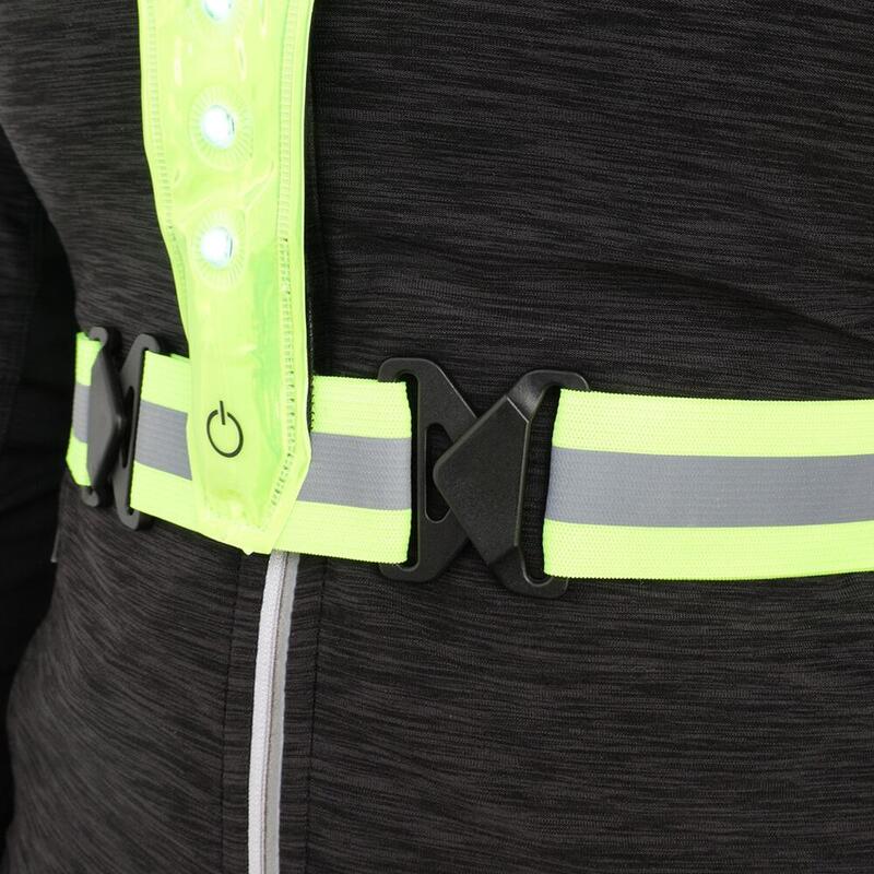 Colete de corrida com iluminação LED refletiva - Amarelo fluorescente