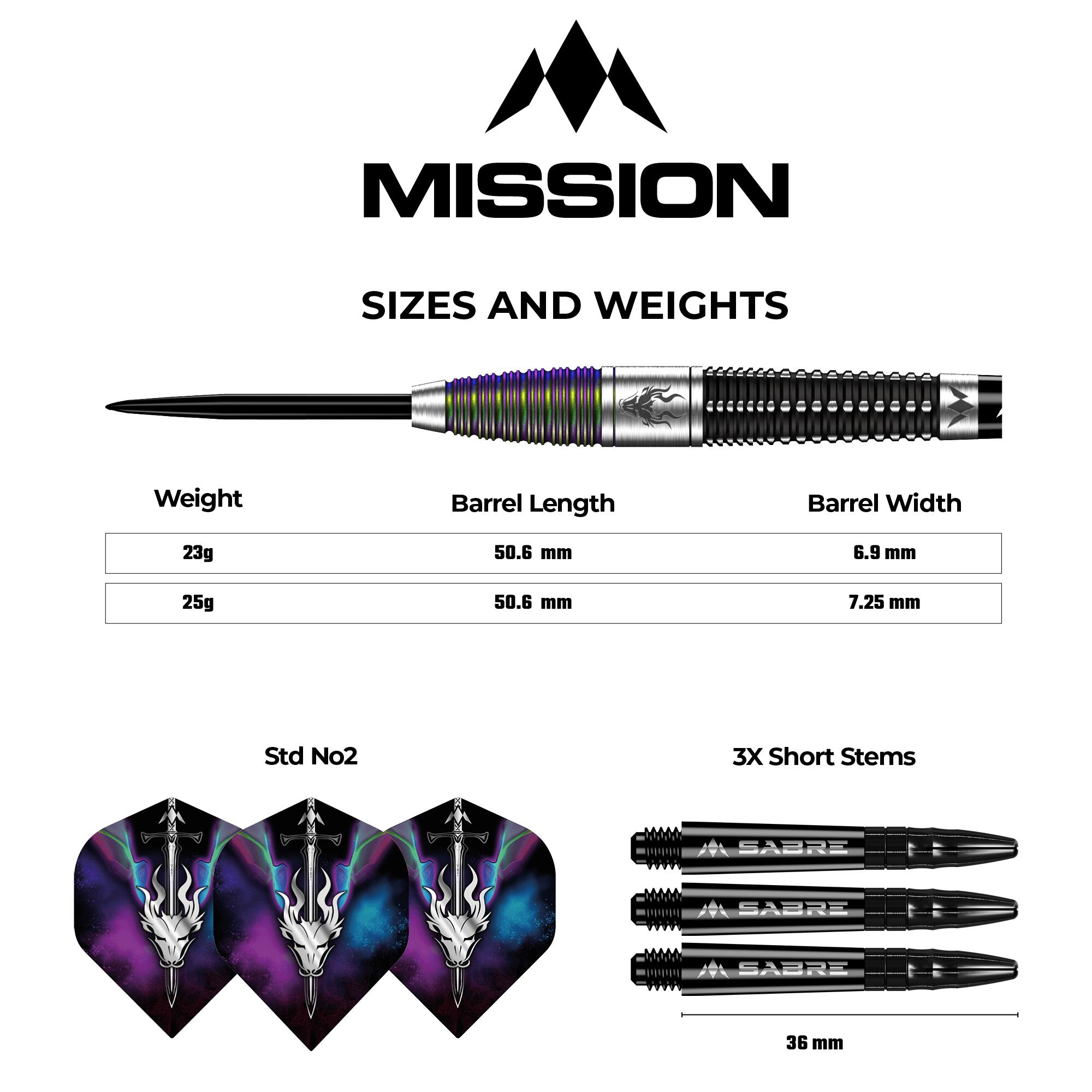 Mission Occult Darts - Steel Tip - 90% - Black & Coral PVD 6/7