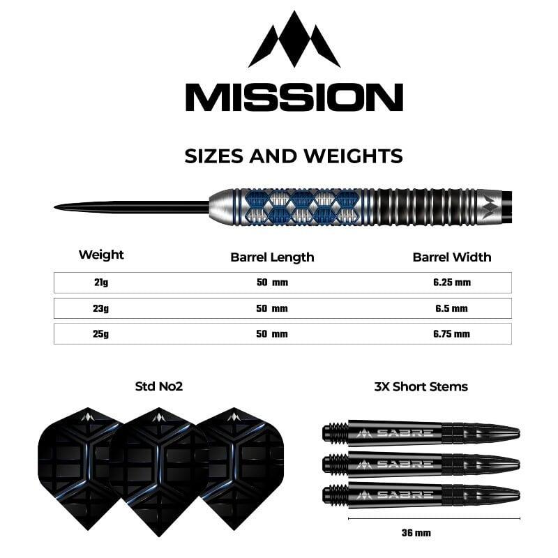 Mission Hexon Darts - Steel Tip - 90% - Blue PVD 4/6