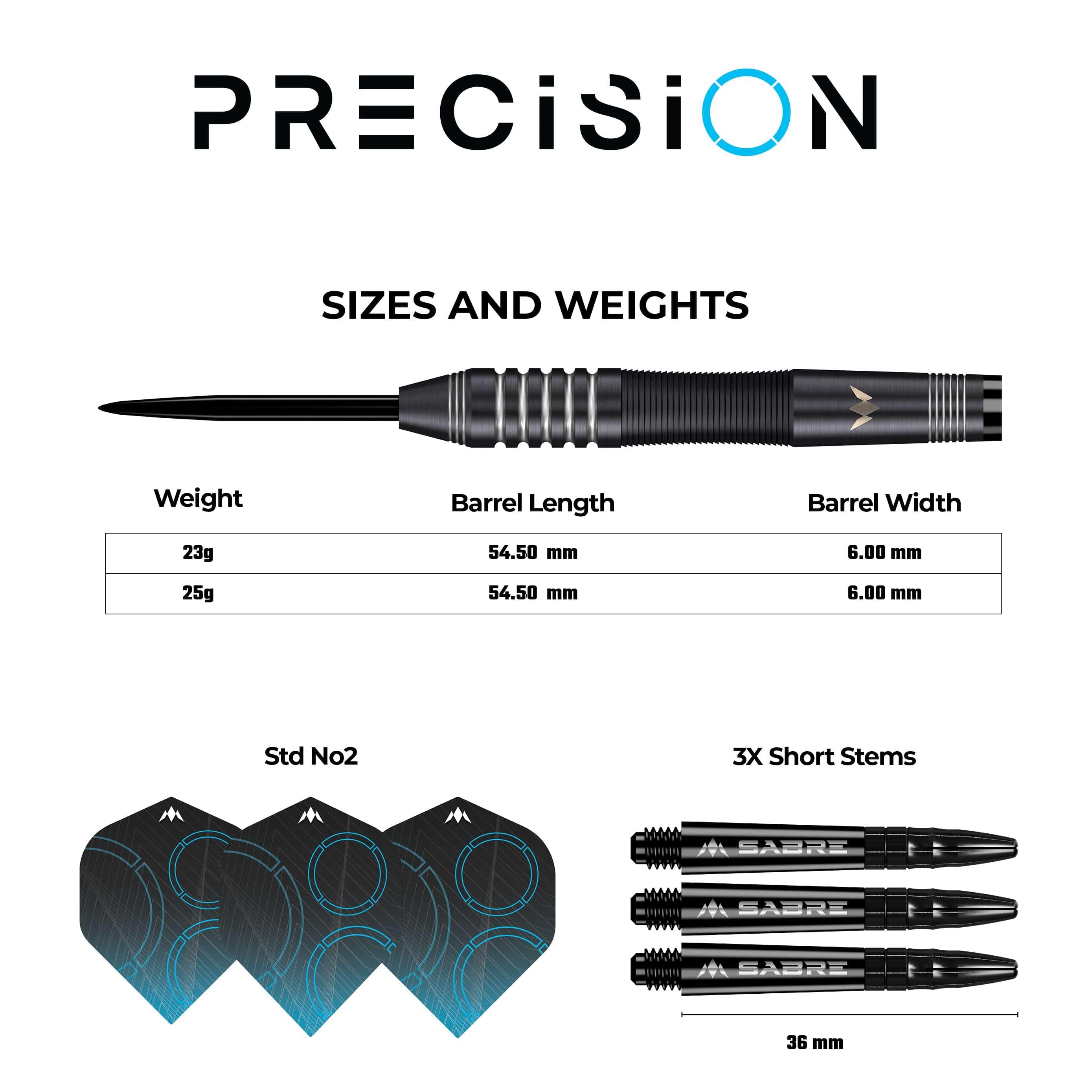 Mission Precision Darts - Steel Tip - 90% Tungsten - Black PVD 3/7