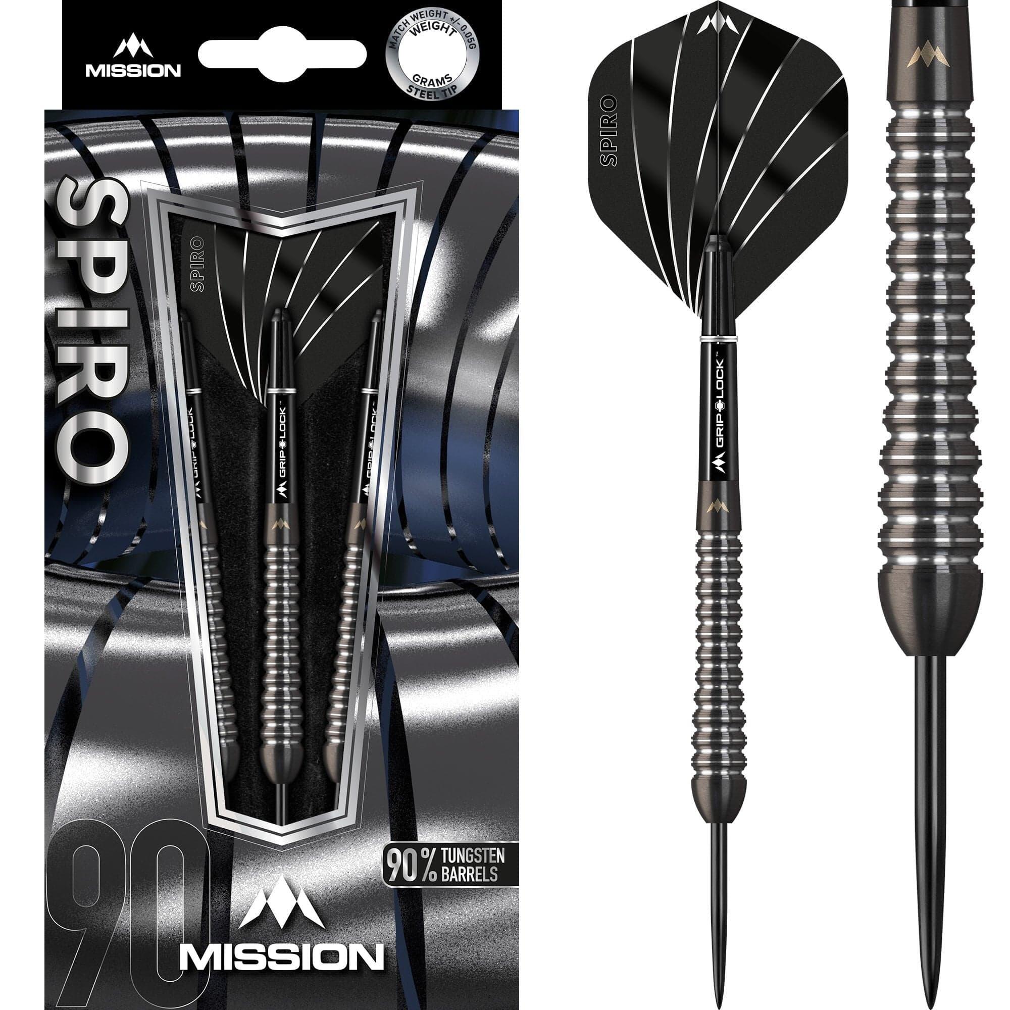 MISSION Mission Spiro Darts - Steel Tip - Graphite PVD - M2 - Black