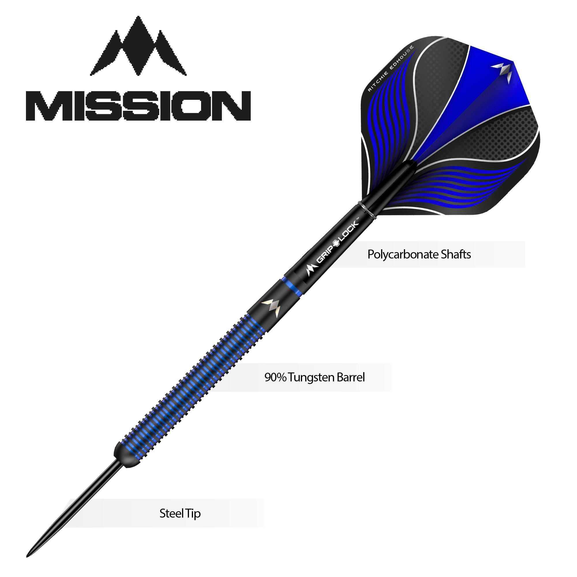Mission Ritchie Edhouse Darts - Steel Tip -  90% - Madhouse - Black Titanium 6/7