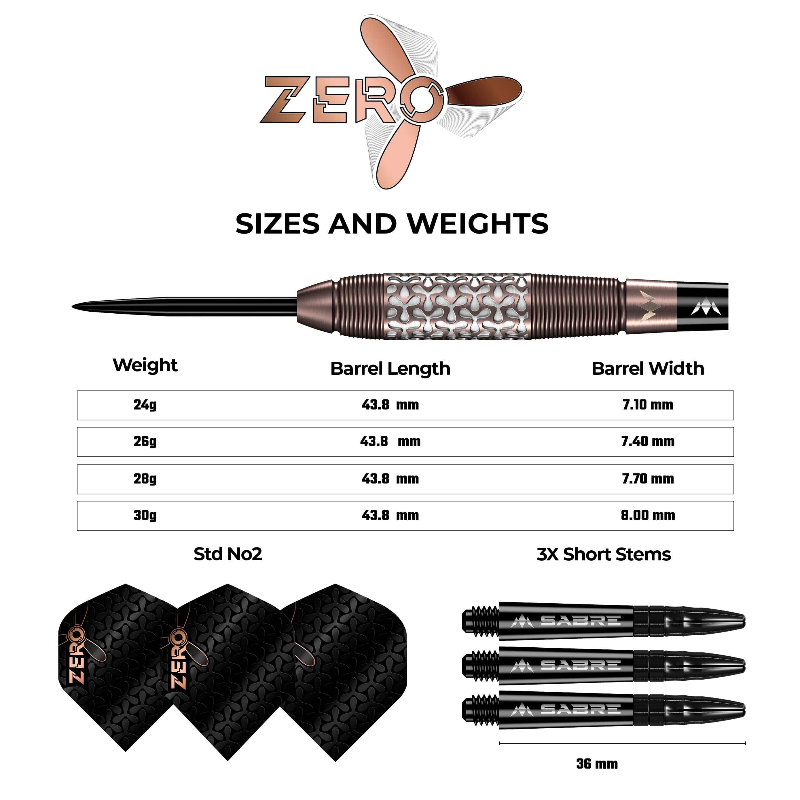 Mission Zero Darts - Steel Tip - 97.5% Tungsten - Bronze PVD 4/7
