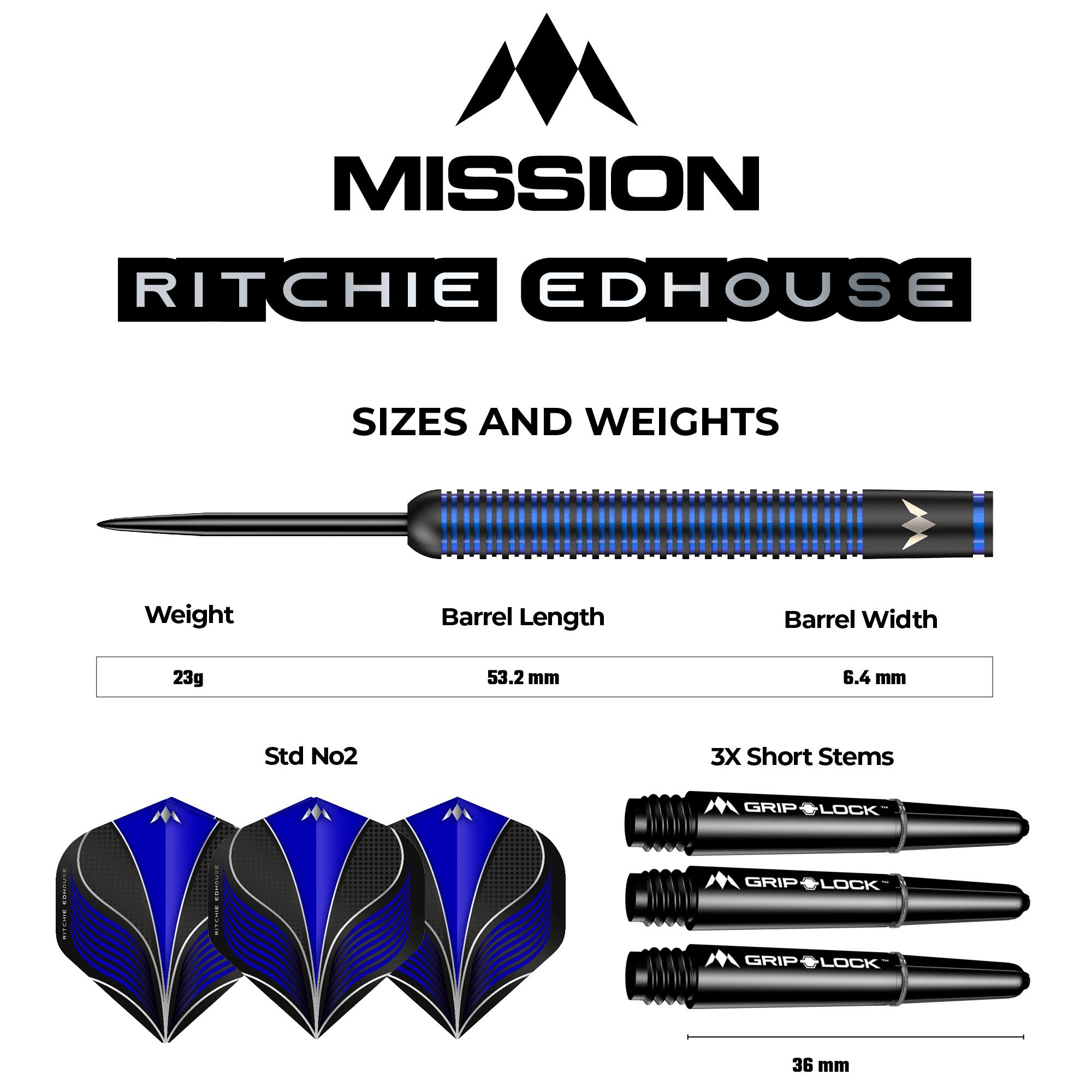 Mission Ritchie Edhouse Darts - Steel Tip -  90% - Madhouse - Black Titanium 7/7