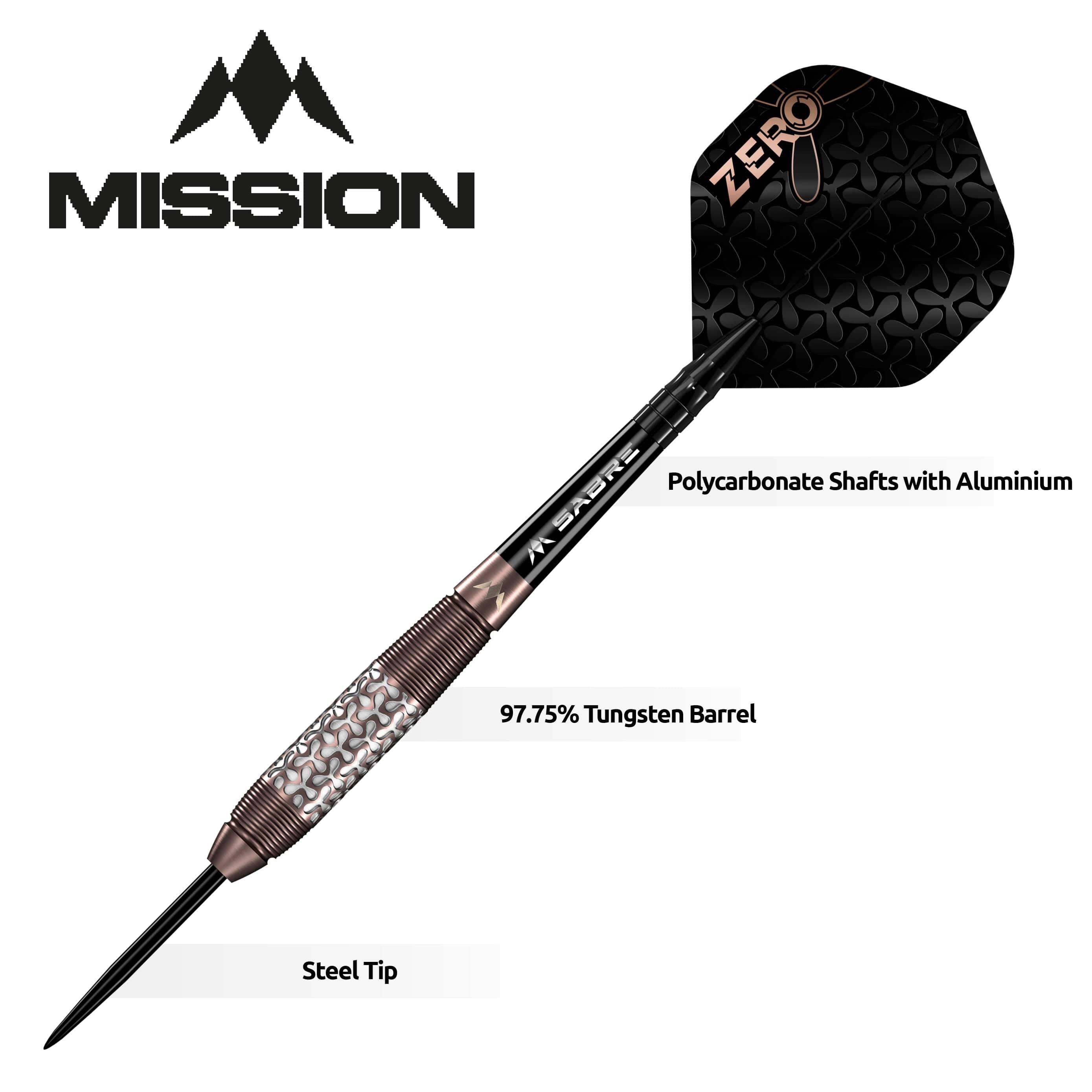 Mission Zero Darts - Steel Tip - 97.5% Tungsten - Bronze PVD 3/7