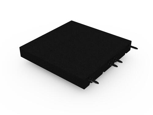 Piastrella in gomma 75mm - 50x50 cm - Nero - Attacco a foro di spillo