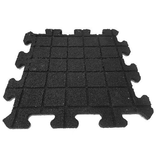 Piastrella in gomma 25 mm Sistema puzzle Pezzo centrale - 50x50 cm - Grigio 3/4