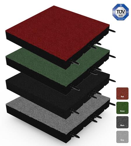 Țiglă de cauciuc 75mm - 50x50 cm - Neagră - Conexiune cu cep și mortară 2/4