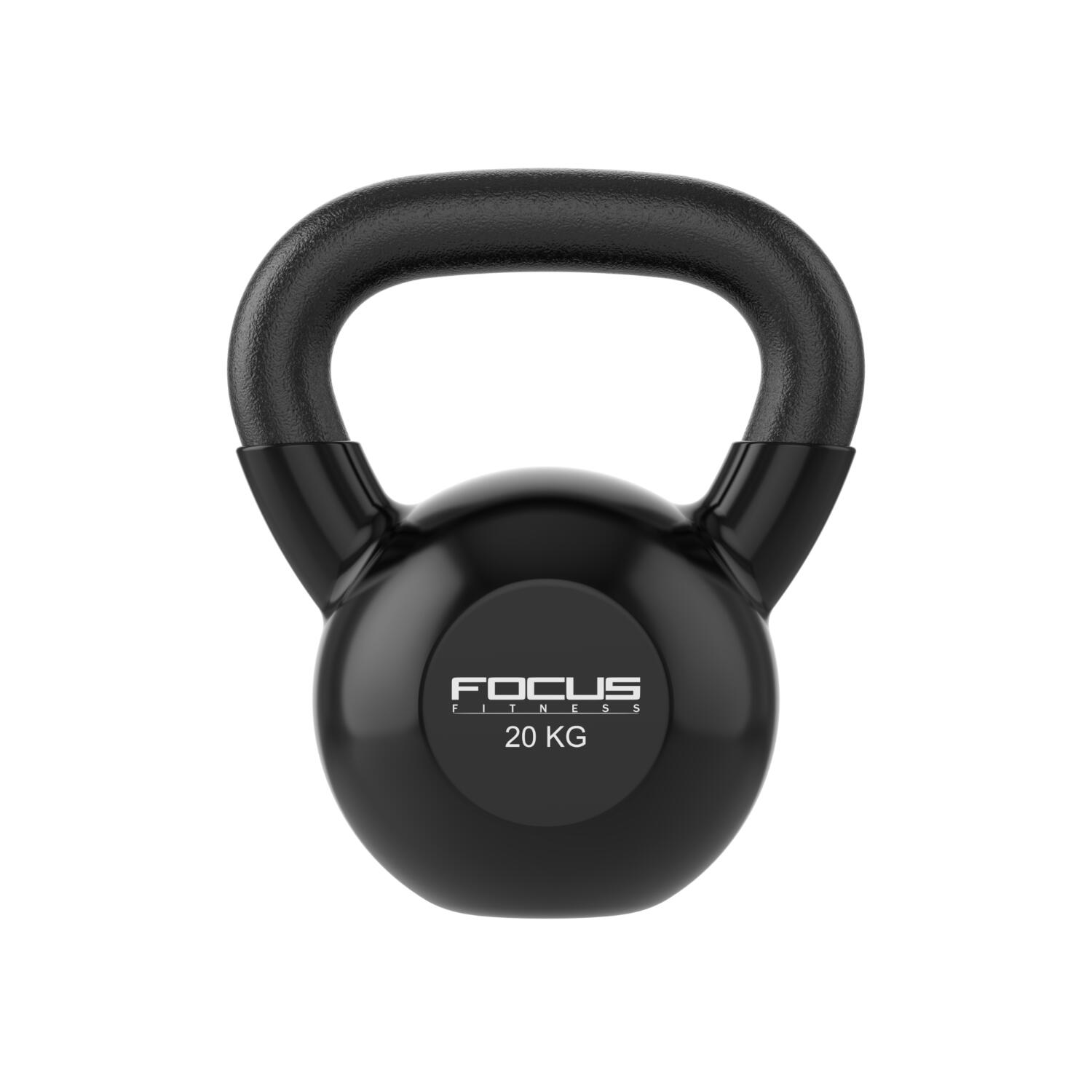 FOCUS FITNESS Kettlebell Vinyl - 20 kg - Schwarz