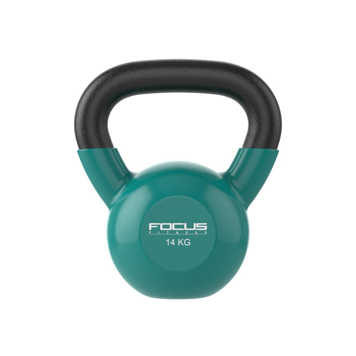 FOCUS FITNESS Kettlebell Vinyl - 14 kg - Grün